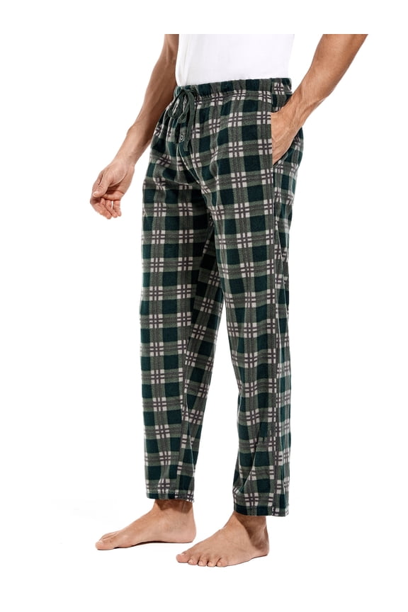Mens Pajama Pants, Fleece Pajama Bottoms with Pockets, Plaid or Camo Mens Sleep Pants