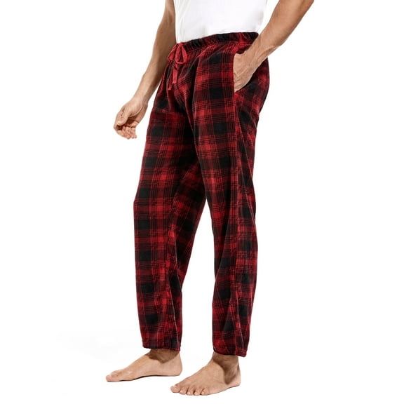 DG Hill Mens Pajama Pants, Fleece Pajama Bottoms with Pockets, Plaid or Camo Mens Sleep Pants