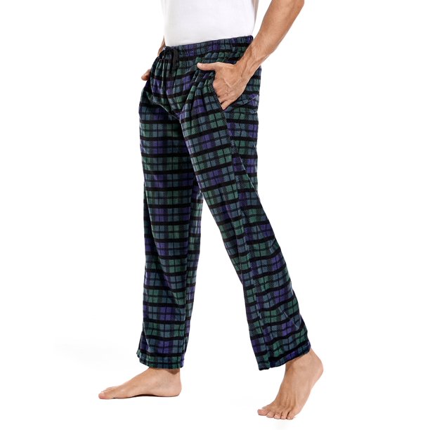 DG Hill Men's Microfleece Pajama Pants, Plaid Sleepwear with