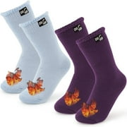 DG Hill Thermal Socks For Men, Heat Trapping Thick Thermal Insulated Winter Crew Socks, 2 Pack