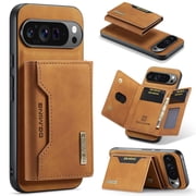 DG.MING 2 in 1 Detachable Back Cover Compatible with Google Pixel 9 Pro XL Wallet Case, with 8-Card Holder Leather Pocket Slim Phone Cases for Google Pixel 9 Pro XL 6.8",Brown