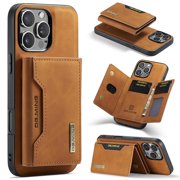 DG.MING 2 in 1 Detachable Back Cover Compatible with iPhone 16 Pro Wallet Case, with 8-Card Holder Leather Pocket Slim Phone Cases for iPhone 16 Pro 6.3",Brown,For iPhone 16 Pro