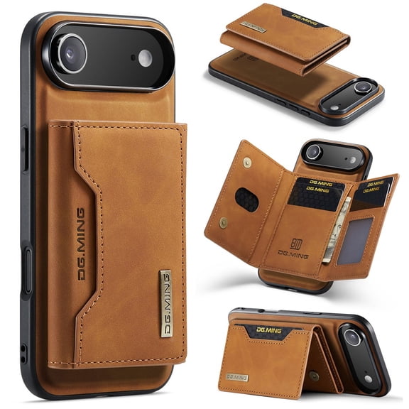 DG.MING 2 in 1 Detachable Back Cover Compatible with iPhone Air Wallet Case, with 8-Card Holder Leather Pocket Slim Phone Cases for iPhone Air 6.5",Brown,For iPhone Air