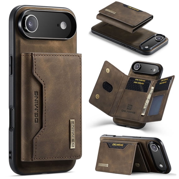 DG.MING 2 in 1 Detachable Back Cover Compatible with iPhone Air Wallet Case, with 8-Card Holder Leather Pocket Slim Phone Cases for iPhone Air 6.5",Coffee,For iPhone Air