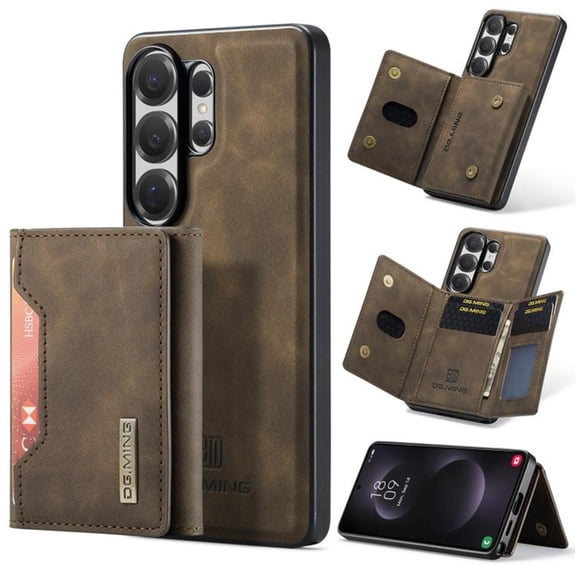 DG.MING 2 in 1 Detachable Back Cover With Samsung Galaxy S26 Ultra 5G Wallet Case, with 8-Card Holder Leather Pocket Slim Phone Cases,Coffee,For Galaxy S26 Ultra 5G