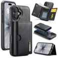thumbnail image 1 of DG.MING Wallet Case for iPhone 16 6.1inch,Detachable Magnetic Wallet Phone Case with RFID Blocking, Card Slot,Holder, Leather Phone Case for Men Women,Black,For iPhone 16, 1 of 9