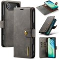 thumbnail image 1 of DG.MING for iPhone Air, 2-in-1 Crazy Horse Texture Phone Case with Removable Inner Back Cover, Strong Magnetic Attachment/Closure, Card Slots/Pocket, PU Leather Protective Solid Flip Wallet Case,Grey, 1 of 10