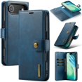 thumbnail image 1 of DG.MING for iPhone Air, 2-in-1 Crazy Horse Texture Phone Case with Removable Inner Back Cover, Strong Magnetic Attachment/Closure, Card Slots/Pocket, PU Leather Protective Solid Flip Wallet Case,Blue, 1 of 10