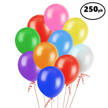 DG Sports 12" Assorted Colors Birthday Balloons, 250 Count