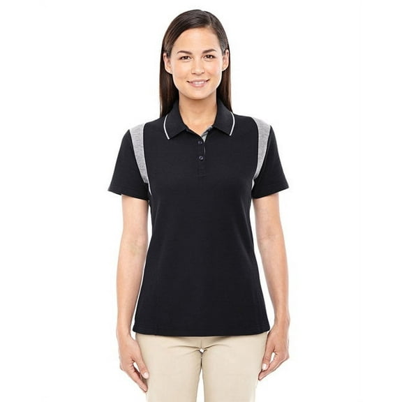 DG180W Devon & Jones Ladies' DRYTEC20 Colorblock Polo Black/Grey Heather S