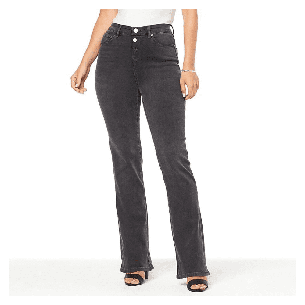 DG2 By Diane Gilman Virtual Stretch Denim Straight-Leg Jeans In Black 3 thumbnail image