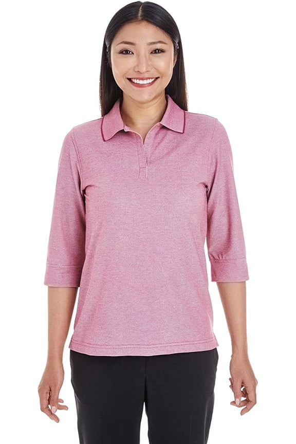 DG220W Devon & Jones Womens Pima-Tech Oxford Piqué Polo Burgundy Heather XL