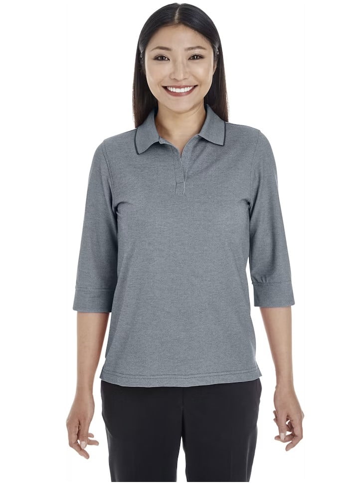 DG220W Devon & Jones Womens Pima-Tech Oxford Piqué Polo Navy Heather XS ...