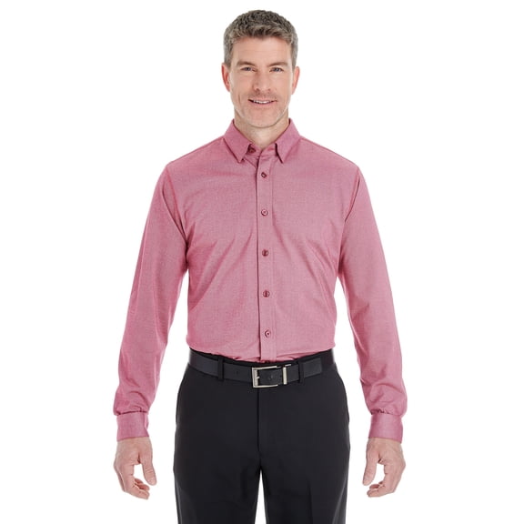 DG230 Devon & Jones Men Central Cotton Blend Button Down Burgundy Heather M
