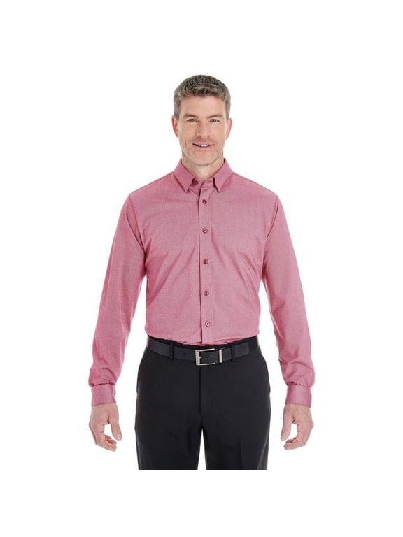 DG230 Devon & Jones Men's Cotton Blend Mlange Button-Down Burgundy Heather 3XL