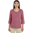 thumbnail image 1 of DG230W Devon & Jones Ladies' Cotton MÃ©lange Knit Top Burgundy Heather XS, 1 of 6