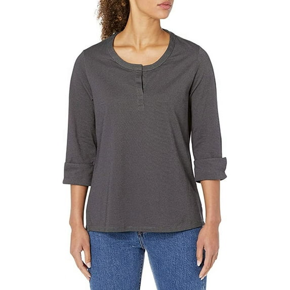DG230W Devon & Jones Ladies' Cotton Mélange Knit Top Dark Grey Heather M