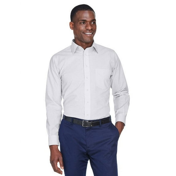 DG510 Devon & Jones Men Crown Woven Micro Tattersall White/Navy/Crystal M