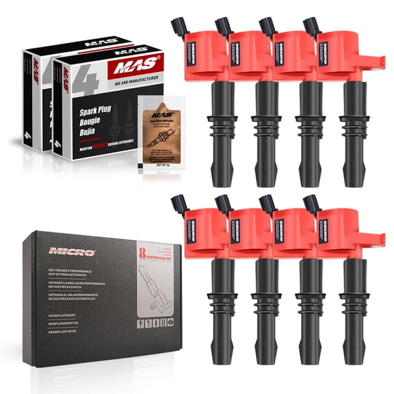 MICRO DG511 Ignition Coils 8 & SP546 Spark Plugs for 2004-2008 Ford F-150 5.4L V8 PZK14F Red + Free Anti-Seize Lubricant 5g