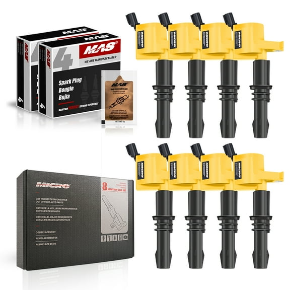 MICRO DG511 Ignition Coils 8 & SP546 Spark Plugs for 2004-2008 Ford F-150 5.4L V8 PZK14F Yellow + Free Anti-Seize Lubricant 5g