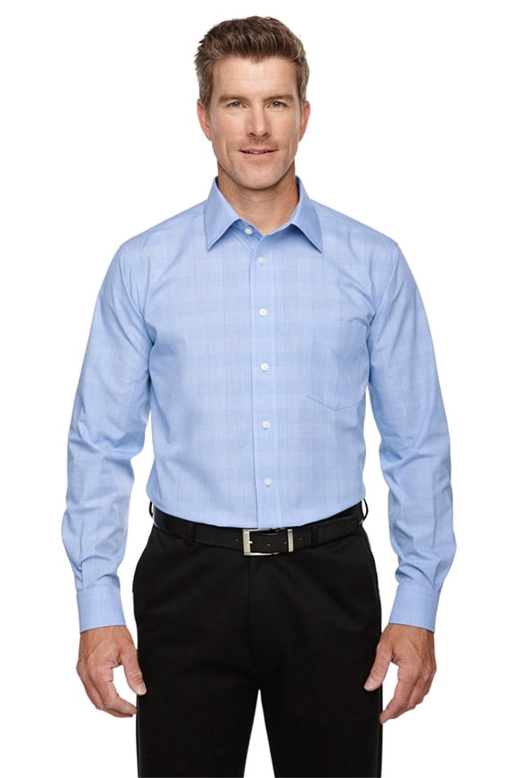 DG520 Men's Crown Collection Glen Plaid - Wht/Lt Fr Blue - Large