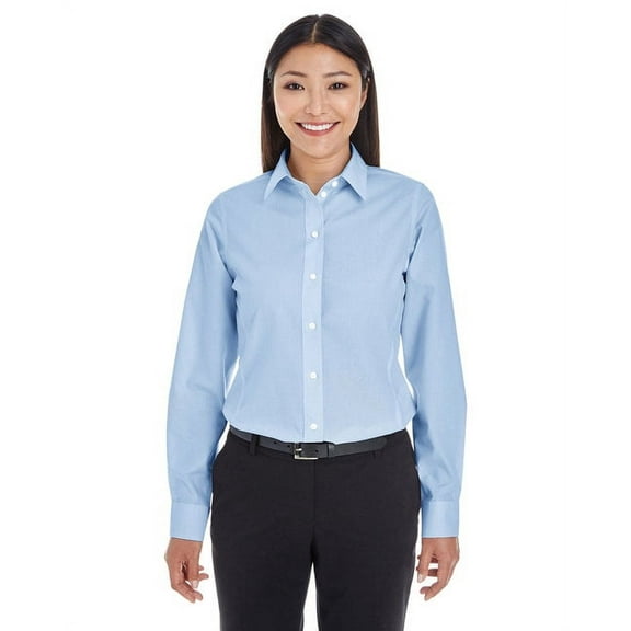 DG534W Devon & Jones Ladies' Crown Collection Striped Shirt-FrenchBlue/Wht-3XL