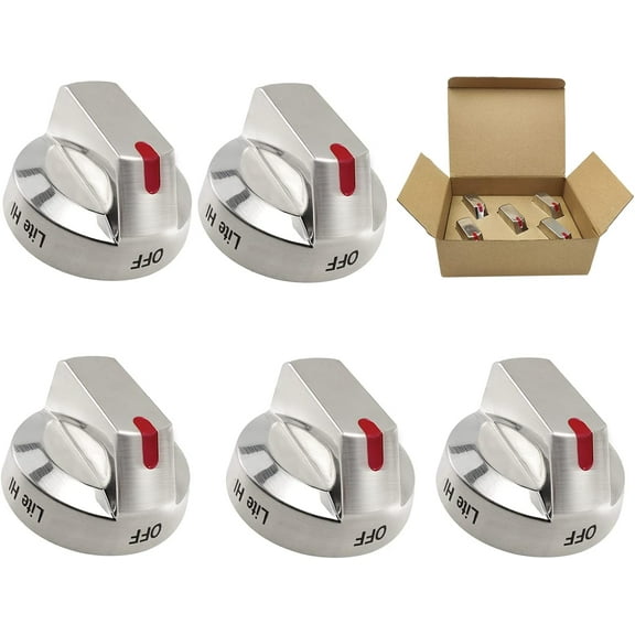 DG64-00473A Replacement Stove Knobs for Samsung Stove Oven Gas Range, Reinforcement Metal Collar Durable and Longer Life Oven Knobs Fit Samsung NX58F5700WS NX58H5600SS NX58H5650WS NX58J7750SS (5 Pack