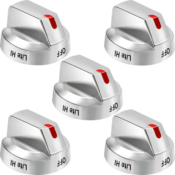 DG64-00473A Top Burner Dial Knobs Compatible with Samsung Range Oven Gas Range Replacement NX58F5700WS NX58H5600SS NX58H5650WS NX58J7750SS (5 Pcs)