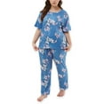 thumbnail image 1 of DGAIYIO 2PS Women's Floral Print Plus Size Pajama Set Soft Short Sleeve Top and Stretchy Pants Sleepwear, 1 of 9