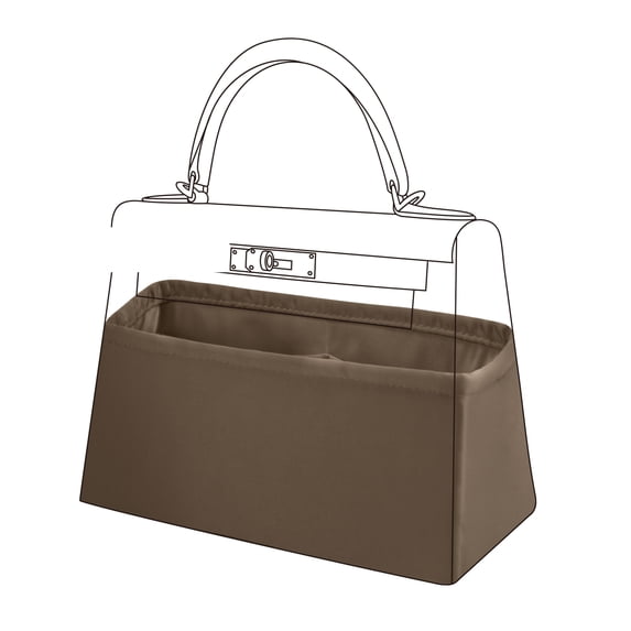 DGAZ Bag Organizer Insert, Silk Purse Organizer, Luxury Handbag Tote in Bag Shapers, Fits Kellymini I/mini II /20/25/28/32/35/40 Bags(Etoupe Grey,KL40)