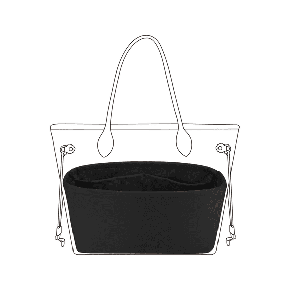 DGAZ Purse Organizer Insert Fits Neverfull-Mini/PM/MM/GM Bags,Silk Bag Organizer,Luxury Handbag & Tote Shaper(Black,BB)