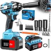 DGB 21V Brushless Cordless Impact Wrench High Torque Electric Impact Gun Variable Speed Power Driver for Automotive Tire Replacement Garage Mechanic Vehicle Bolt & Nut Removal