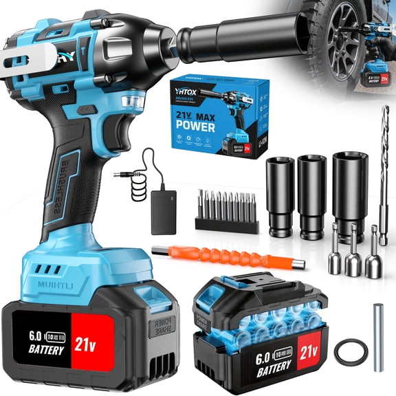 DGB 21V Brushless Cordless Impact Wrench High Torque Electric Impact Gun Variable Speed Power Driver for Automotive Tire Replacement Garage Mechanic Vehicle Bolt & Nut Removal