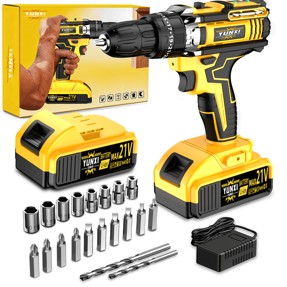 DGB 21V Cordless Drill Set, Complete Electric Drill Driver Kit with Accessories, Lightweight Power Tool for Beginners & Home Use