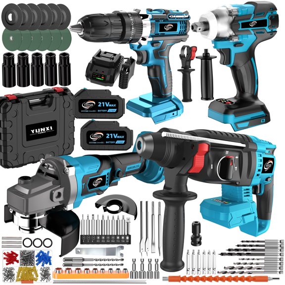 DGB 21V Cordless Power Tool Combo Kit, Brushless Impact Drill & Impact Wrench, Rechargeable Lithium Battery Powered Hand Tools Set for Home Repair, Construction & DIY Projects