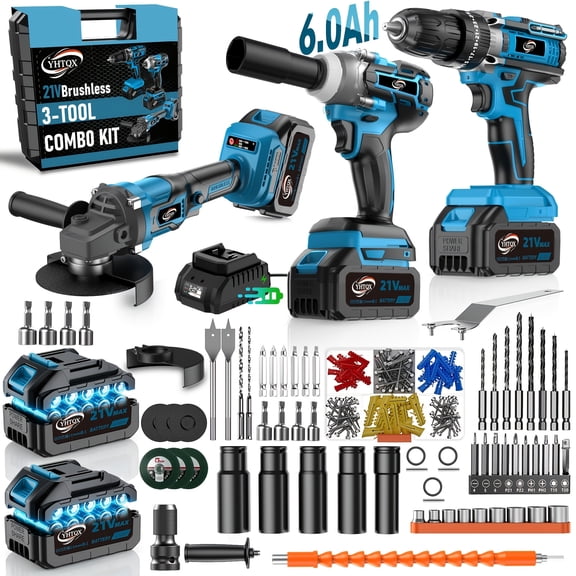 DGB 21V Cordless Power Tool Combo Kit, Multi-Function Brushless Power Tools for Home Improvement, Construction & Auto Repair
