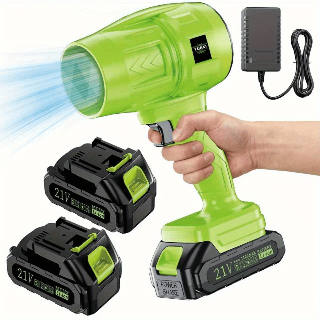 DGB 21V Multi-Purpose Cordless Blower, Portable Electric Handheld Blower for Home, Car & Outdoor Use, Compact Battery-Powered Blower for Leaves, Dust & Small Debris