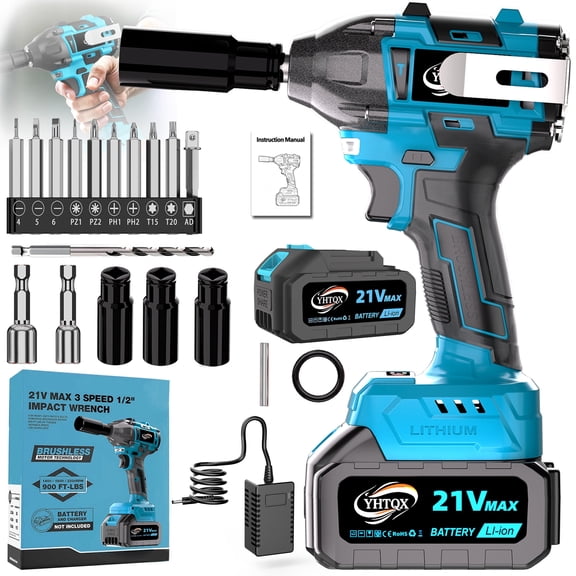 DGB Brushless Cordless Impact Wrench, High Torque Rechargeable Impact Driver with Variable Speed for Automotive Repair, Tire Removal & Mechanical Maintenance Jobs