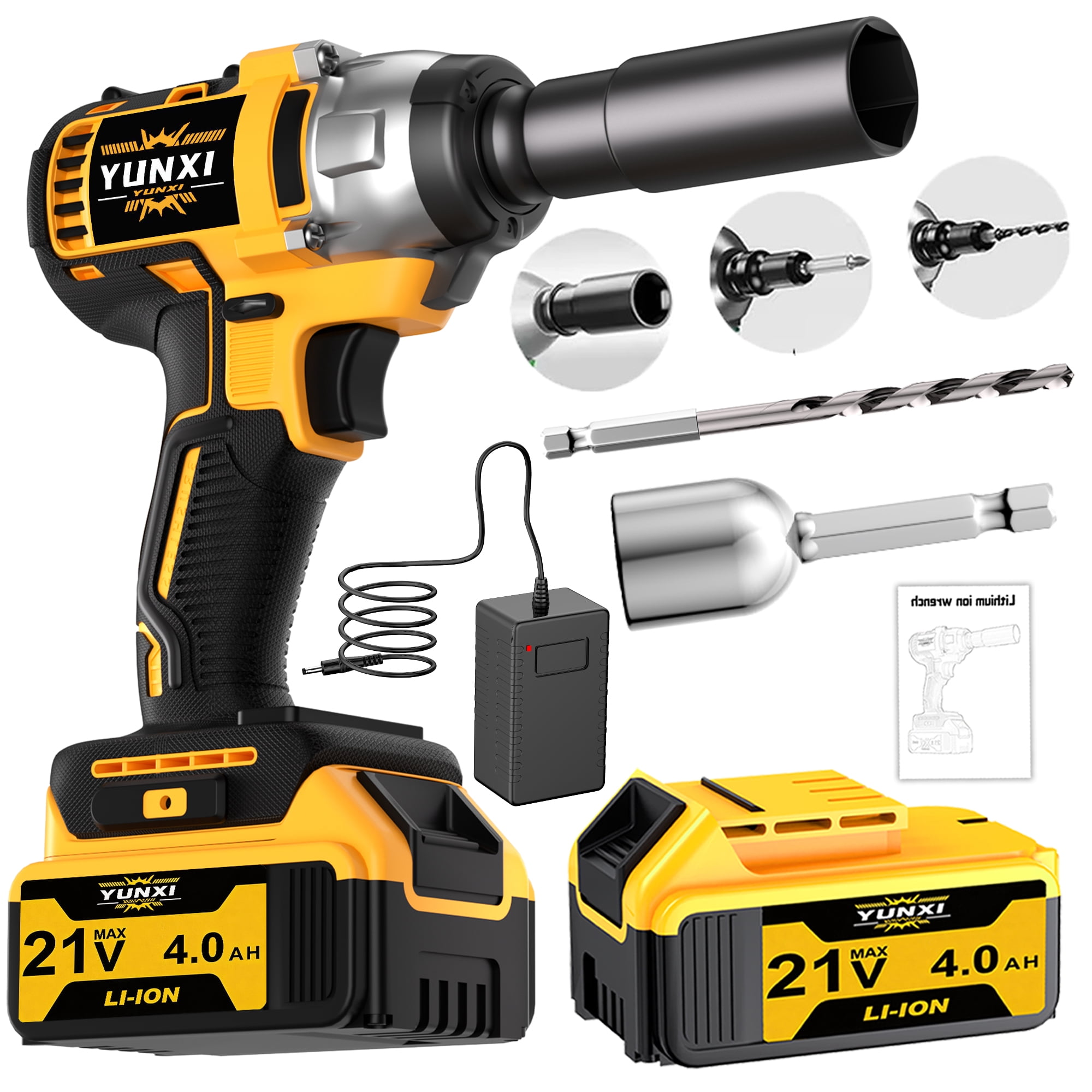 DGB Cordless Impact Wrench, Portable Electric Power Wrench with Ergonomic Grip, Ideal for Auto Repair, Home Maintenance and Construction