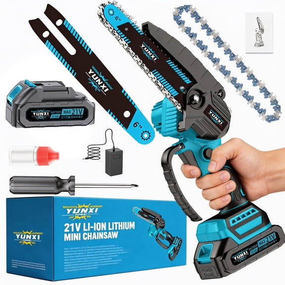 DGB Brushless Cordless Mini Chainsaw, Lithium Powered 6 Inch Handheld Electric Saw for Wood Cutting, Tree Trimming & Outdoor Projects, Rechargeable Portable Chainsaw