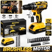DGB Brushless Cordless Power Drill Handheld Rechargeable Electric Screwdriver Portable Drill Driver For Household Repair Furniture Assembly Wood Metal Drilling DIY Projects