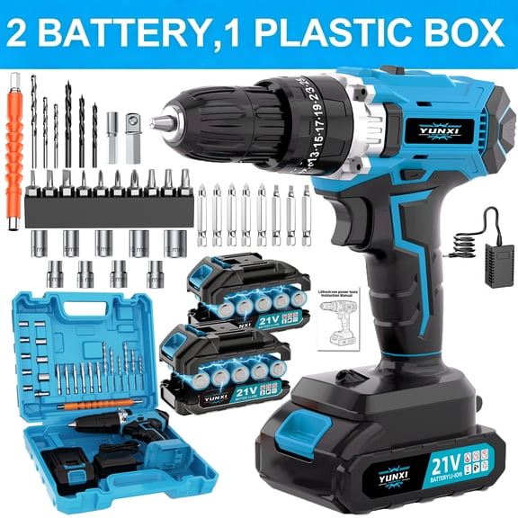 DGB Compact Cordless Drill Driver Set, 21V Electric Power Drill with Variable Speed & LED Light, Ideal for Home Improvement & DIY Projects