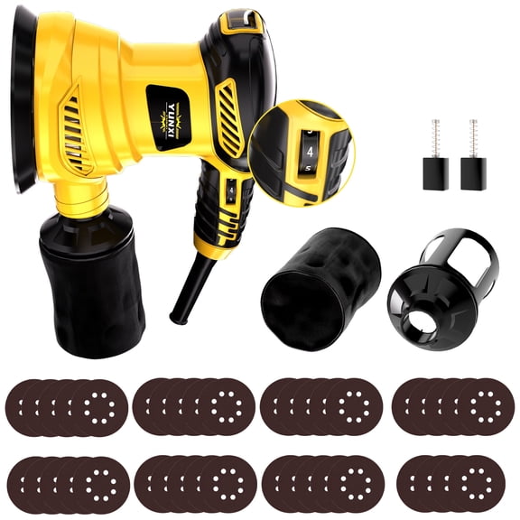DGB Compact Orbital Sander Kit, Multi-Surface Electric Handheld Sander with Dust Bag and Sanding Discs for Home, Garage, and DIY Use on Wood, Metal, and Plastic