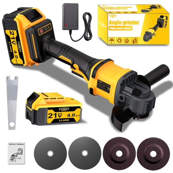 DGB Cordless Angle Grinder, Rechargeable Lithium Electric Power Grinder, Portable Cut Off Tool for Home DIY Renovation Metal Cutting Rust Removal Wood Surface Grinding Daily Household Maintenance