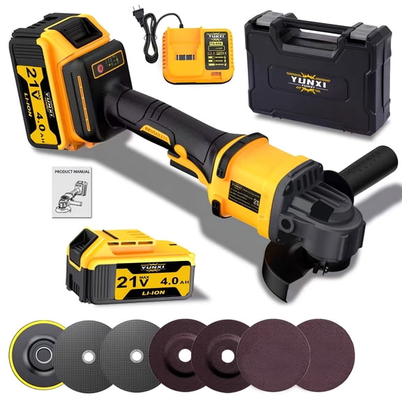 DGB Cordless Angle Grinder, Rechargeable Lithium Electric Power Grinder, Portable Cut Off Tool for Home DIY Renovation Metal Cutting Rust Removal Wood Surface Grinding Daily Household Maintenance