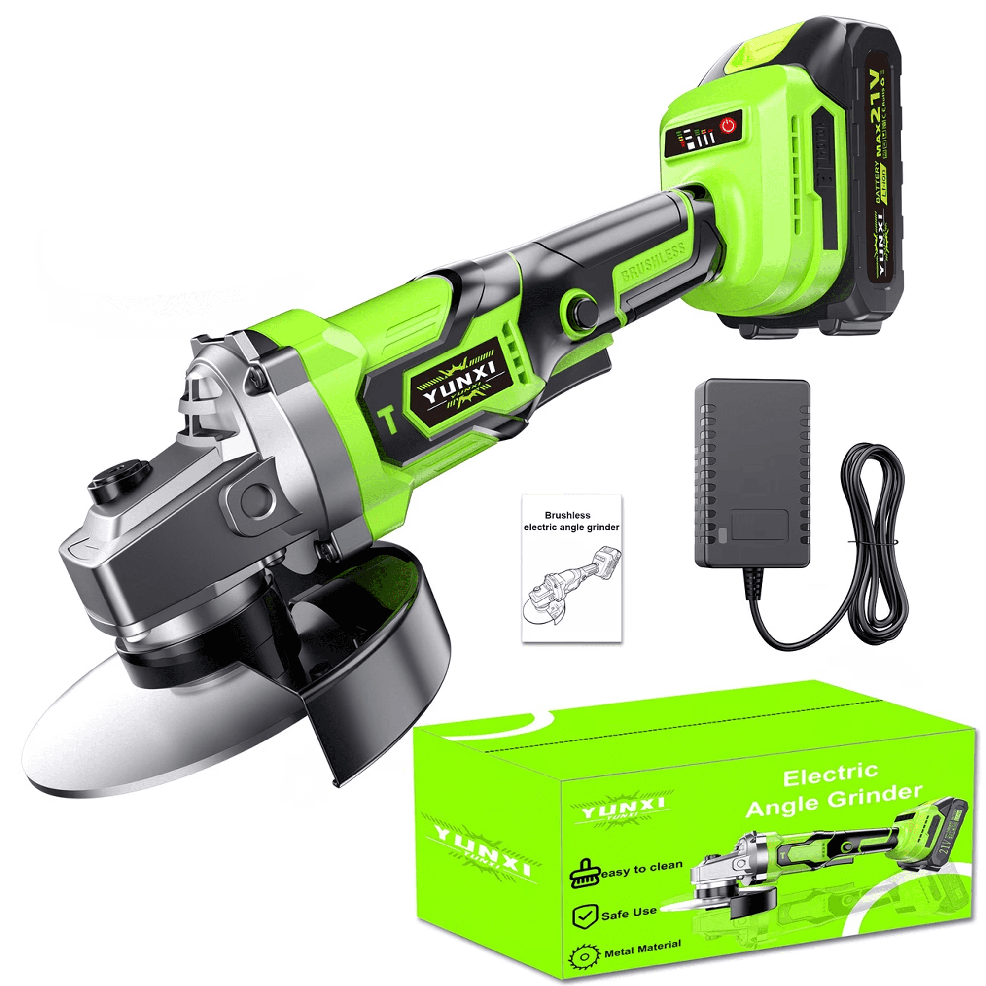DGB Cordless Brushless Angle Grinder, Handheld Power Grinder for Cutting, Grinding and Polishing, Portable Electric Grinder for Metal, Wood and Tile Working