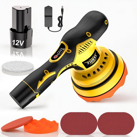 DGB Cordless Car Polisher Buffer, Portable Polishing Machine, 8-Speed Adjustable Random Orbital Sander for Car Detailing, Waxing, Scratch Removing, Home and Automotive Use