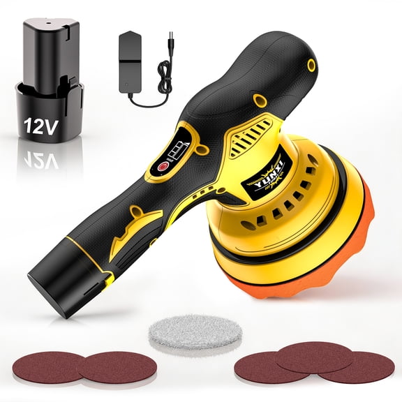 DGB Cordless Car Polisher Buffer, Portable Polishing Machine, 8-Speed Adjustable Random Orbital Sander for Car Detailing, Waxing, Scratch Removing, Home and Automotive Use