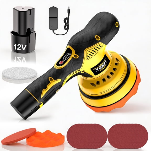 DGB Cordless Car Polisher Buffer, Portable Polishing Machine, 8-Speed Adjustable Random Orbital Sander for Car Detailing, Waxing, Scratch Removing, Home and Automotive Use