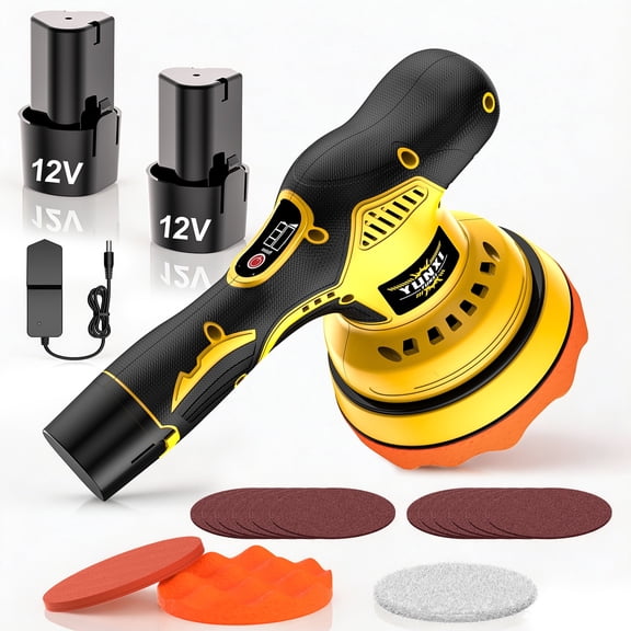 DGB Cordless Car Polisher Buffer Sander Variable Speed Orbital Polishing Machine Portable Detailing Tool for Auto Paint Care Waxing Scratch Removing Home Surface Restoration